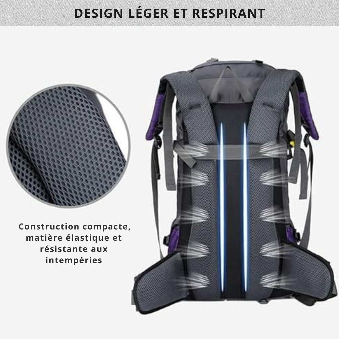 Sac à Dos de Montagne Imperméable 60L | Trekking Randonnée & Montagne