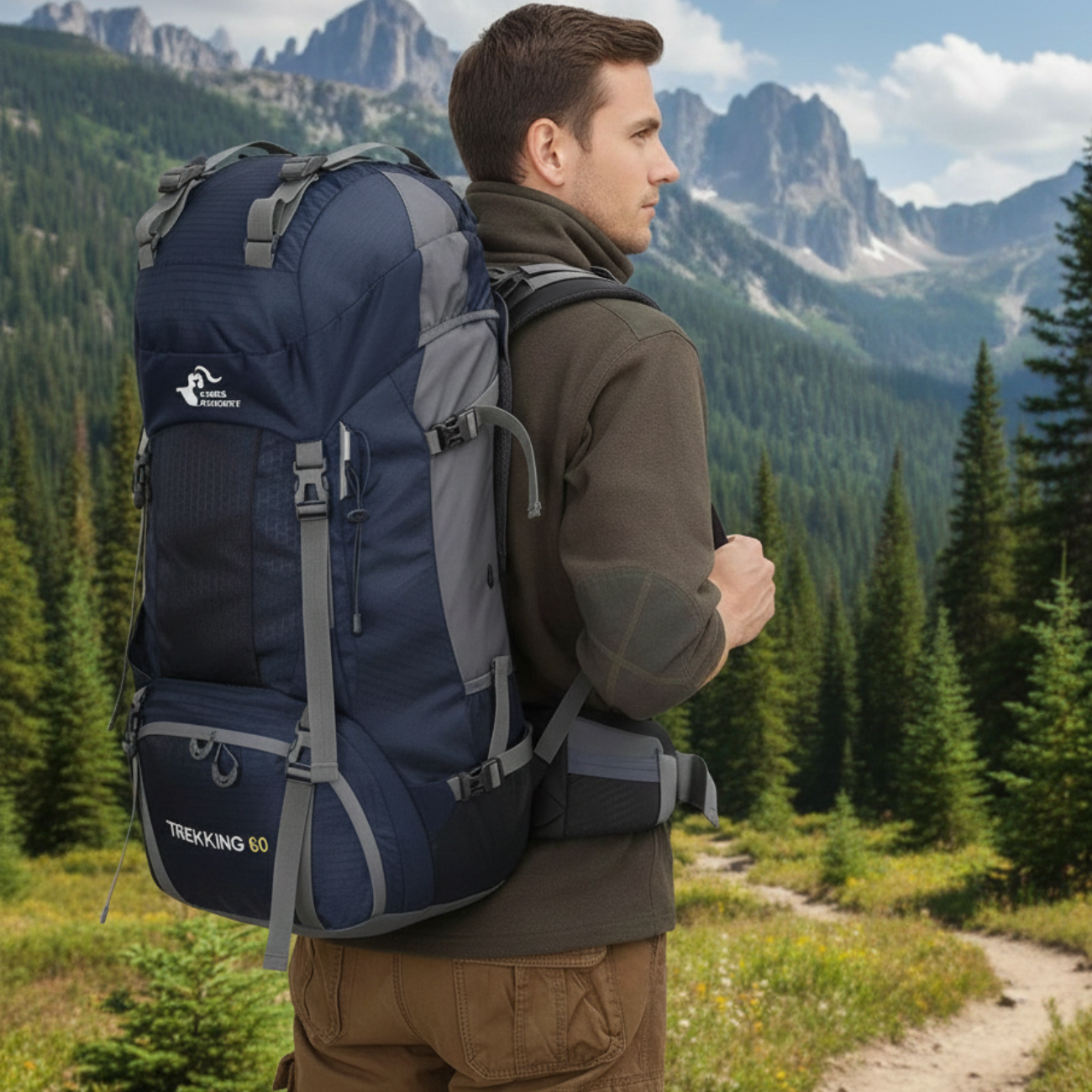 Sac à Dos de Montagne Imperméable 60L | Trekking Randonnée & Montagne