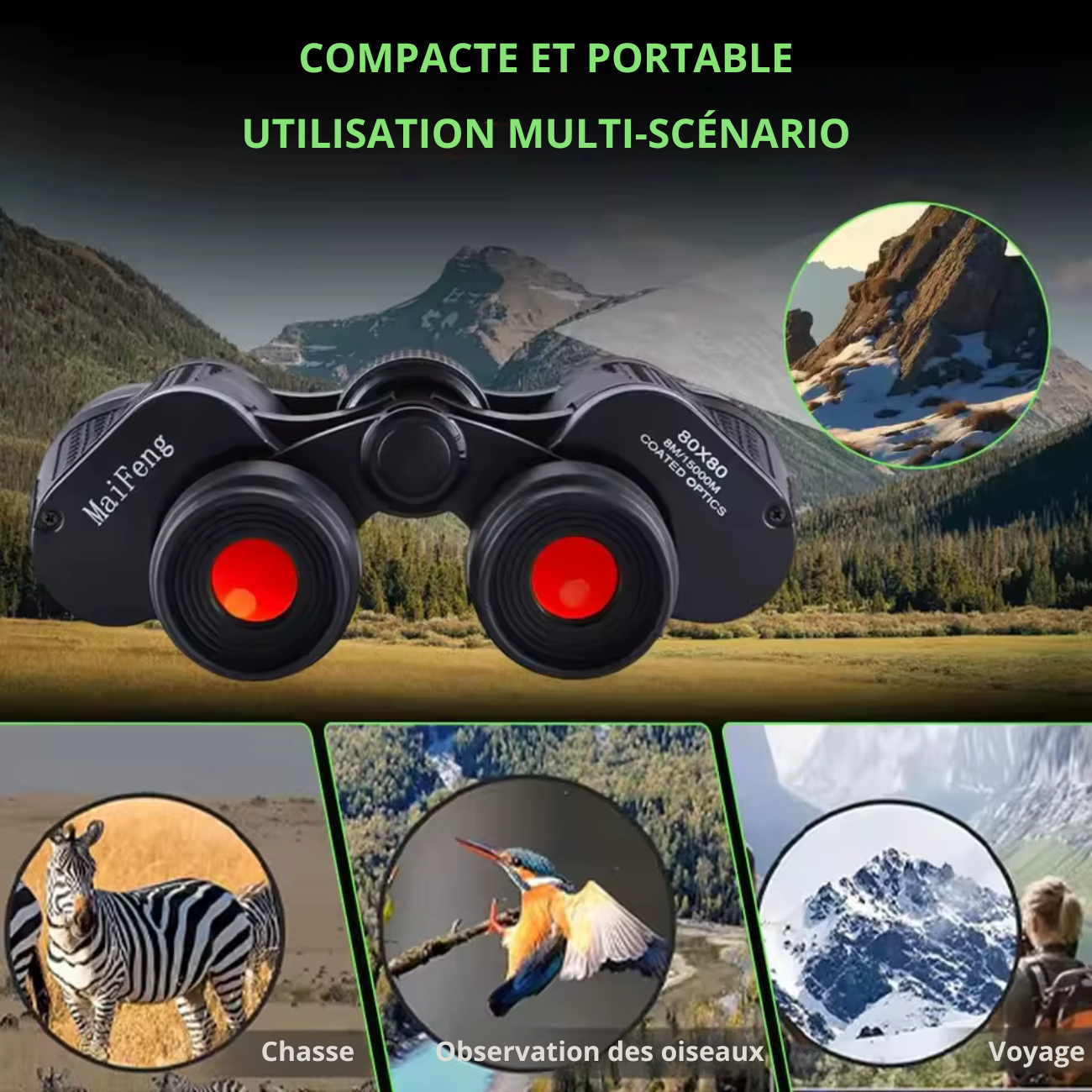 Jumelles pour Randonnée 80X80 HD