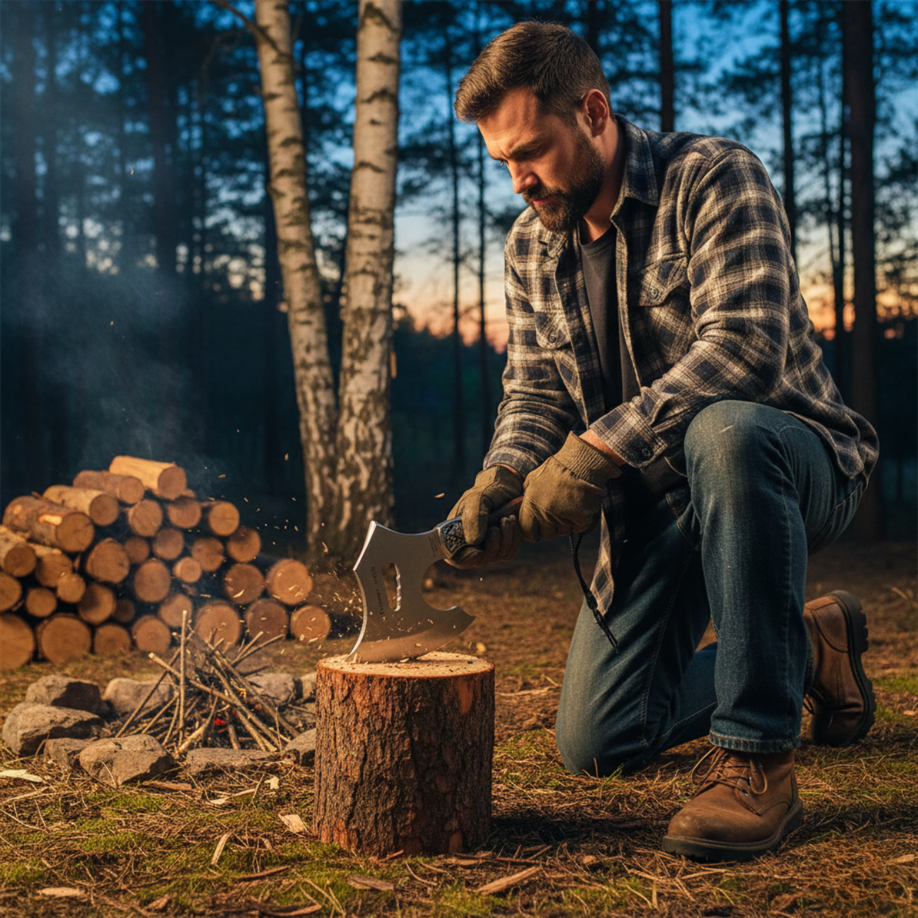 Hache de Survie Manche en Bois