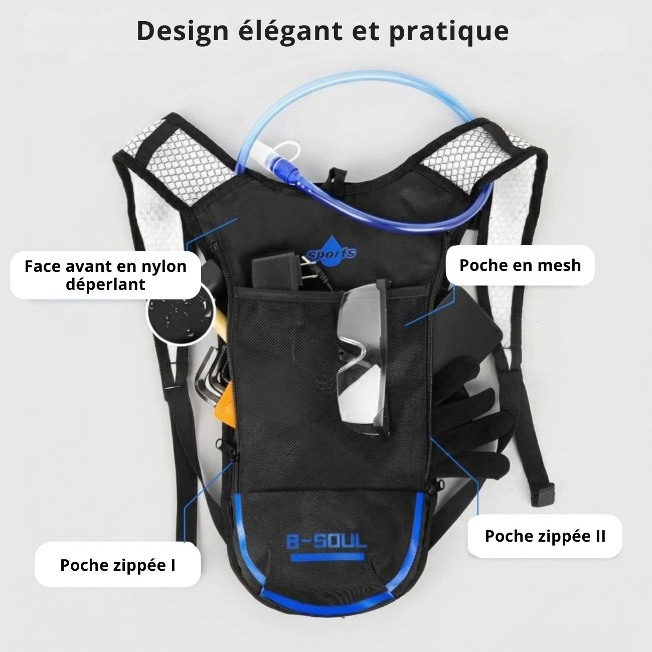Sac Hydratation Trail avec Poche à Eau 2L