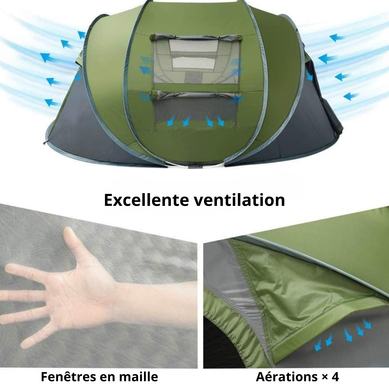 Tente de camping - 3 à 4 places | Montage Instantané