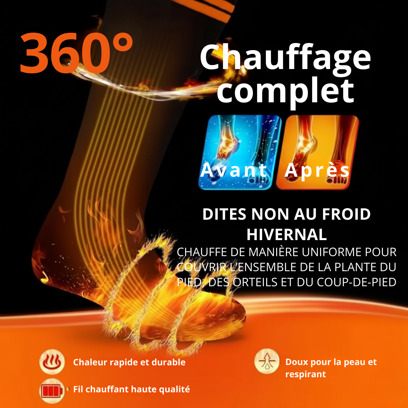 Chaussettes Thermiques Rechargeables