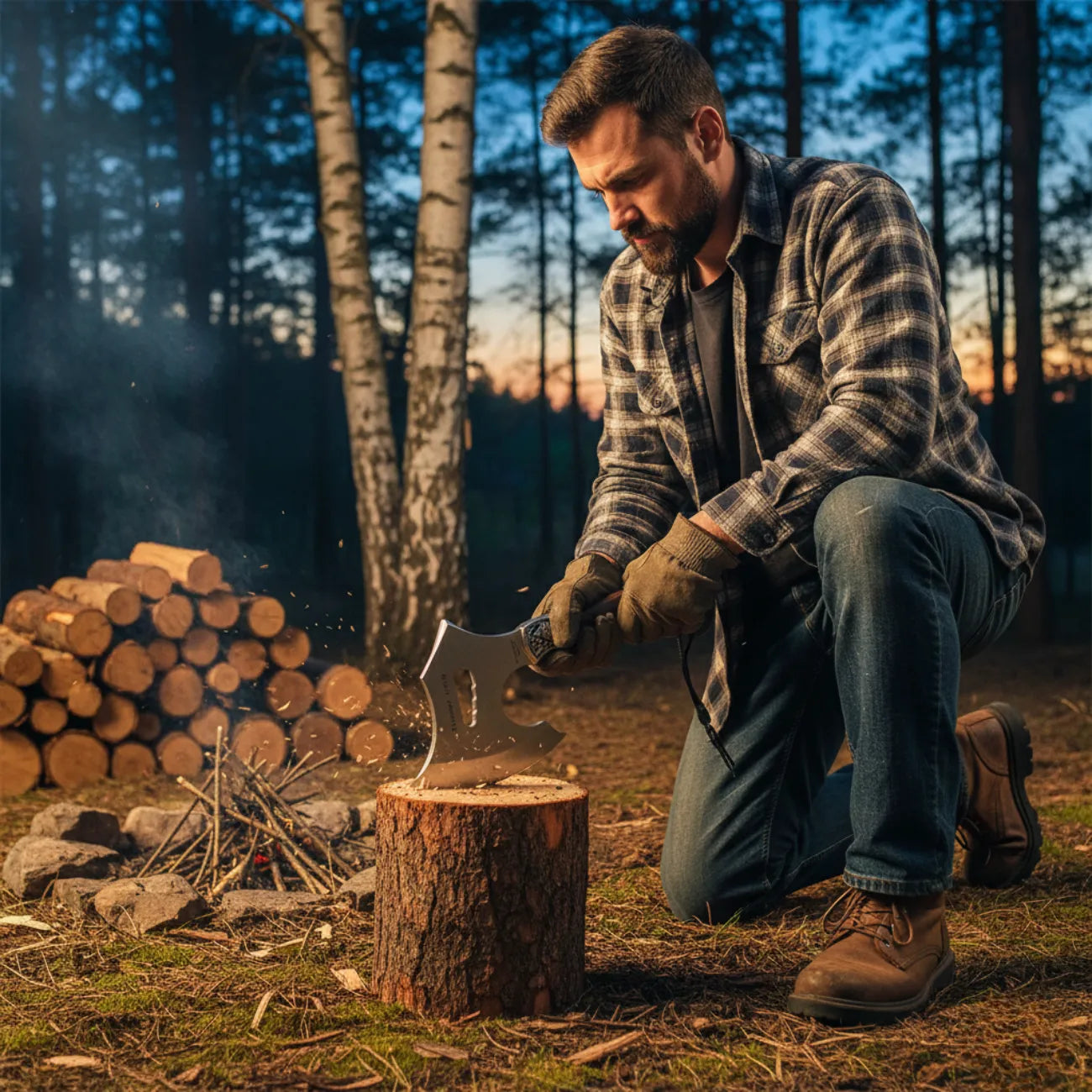 Hache de Survie Manche en Bois