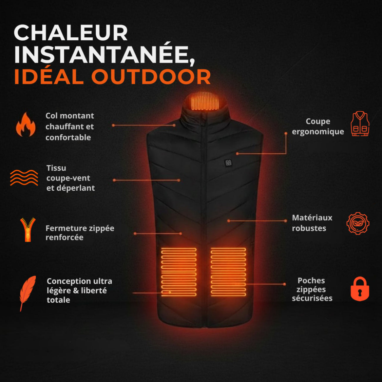 Gilet Chauffant avec Batterie
